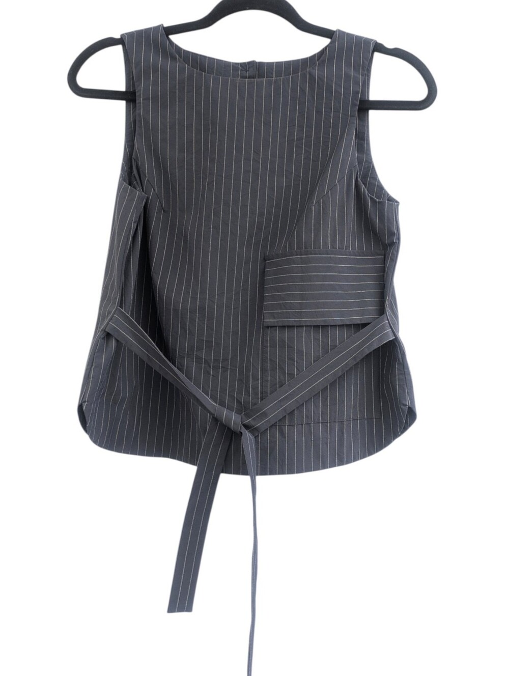 Madeinam Navy Stripe Button Back Top